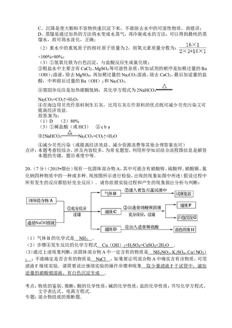 2015年山东省烟台市中考化学试题及答案_中考真题_5.化学中考真题2015-2024年_地区卷_山东省_烟台中考化学08-21