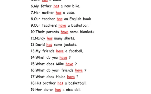 No.21have&has练习题答案解析_初中英语语法_最全初中英语语法习题_No.21have&has练习题②
