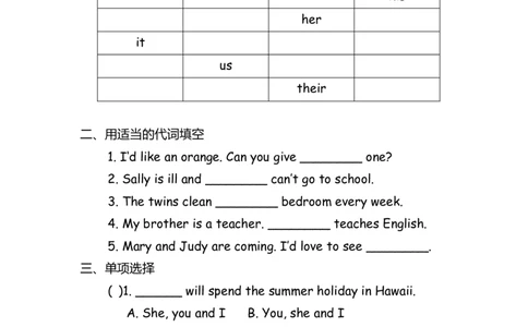 No.113代词专项练习题①_初中英语语法_最全初中英语语法习题_No.113代词专项练习题①