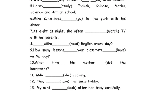 No.35一般现在时填空练习题_初中英语语法_最全初中英语语法习题_No.35一般现在时填空练习题
