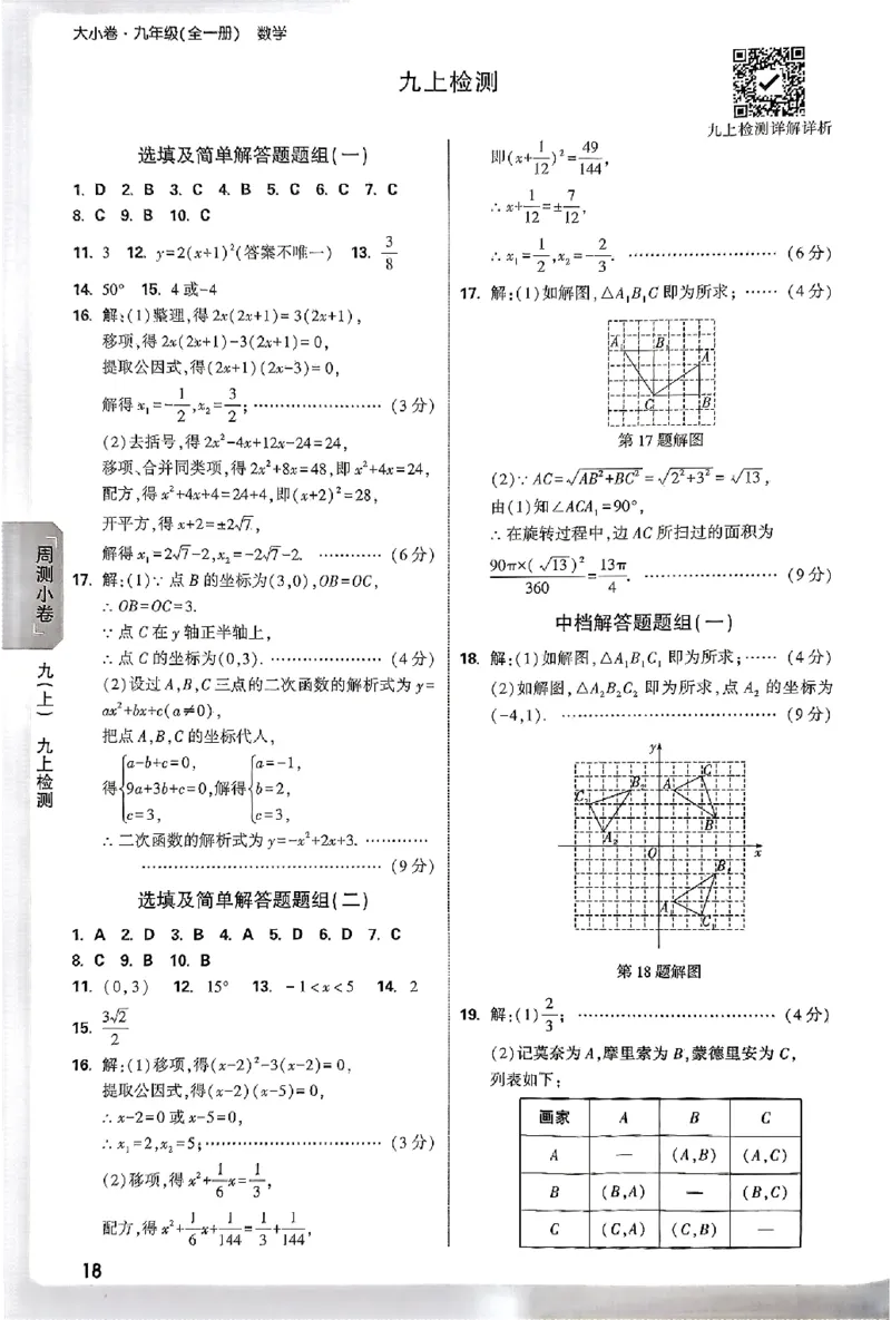 2026《万唯大小卷&bull;数学》9全参考答案(RJ)_2026万唯系列预习复习_2026版初中《万唯大小卷》9年级全册（全科多版本）_2026《万唯大小卷&bull;数学》9全(RJ)