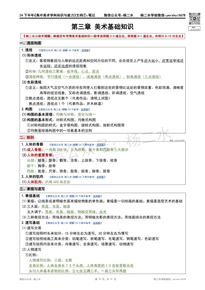 ①《高中美术》重点笔记❗️_4-教培资料-26年最新资料-同步更新_初中高中教资_03科三专项（进去保存报考的学科即可）_01科目三FB网课、三色速记手册、知识点导图等推荐