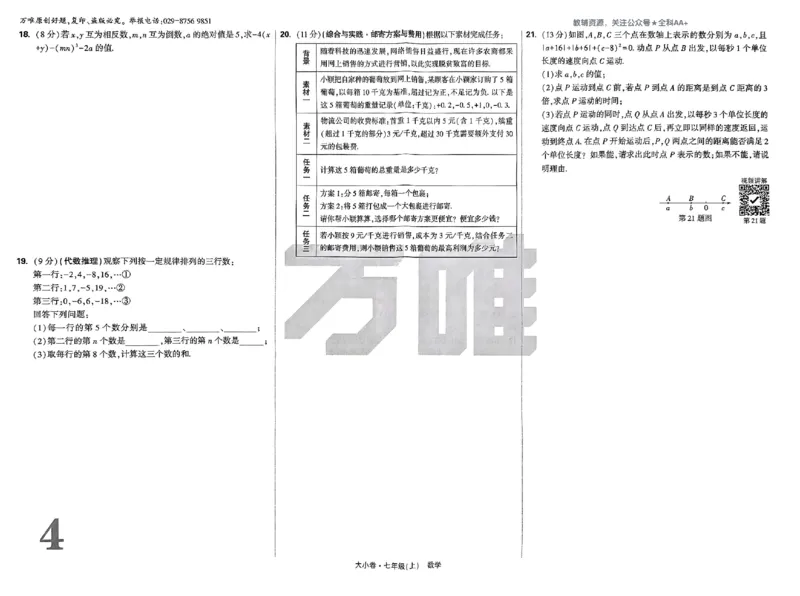 2026《万唯大小卷&bull;数学》7上大卷(RJ)_2026万唯系列预习复习_2026版初中《万唯大小卷》7年级上册（全科多版本）_2026《万唯大小卷&bull;数学》7上(RJ)