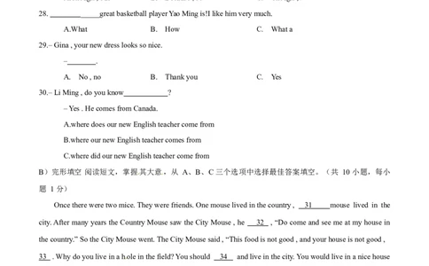 2017年中考真题精品解析英语（湖南邵阳卷）精编word版（原卷版）_中考真题_3.英语中考真题2015-2024年_地区卷_湖南省_邵阳英语16-22