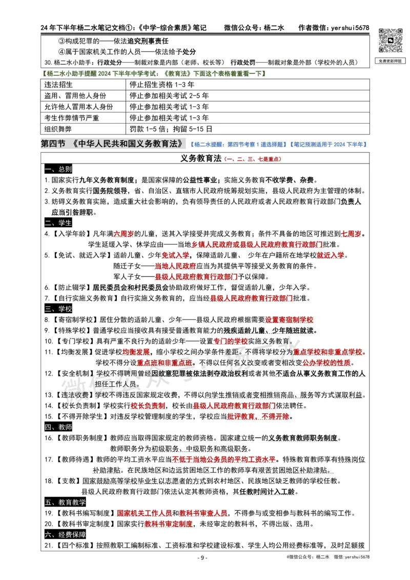 ①《中学综合素质》笔记❗️_4-教培资料-26年最新资料-同步更新_初中高中教资_2025下中学教资笔试_04科一科二重点笔记_杨二水_中学科一综合素质-笔记（25下通用）