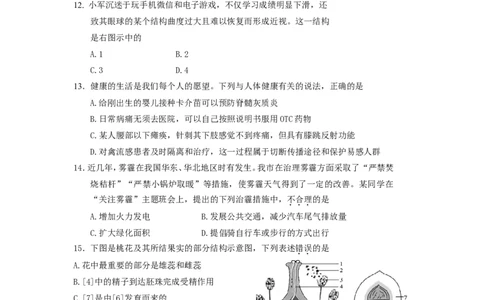 2015年菏泽市中考生物试题含答案_中考真题_8.生物中考真题2015-2024年_地区卷_山东省_菏泽生物10-22