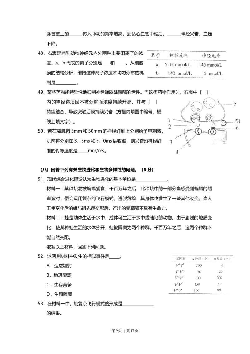 2011年高考生物试卷（上海）（解析卷）_1.高考2025全国各省真题+答案_01.2008-2024全国高考真题（按省份分类）_31.上海_2008-2022&middot;（上海）生物高考真题
