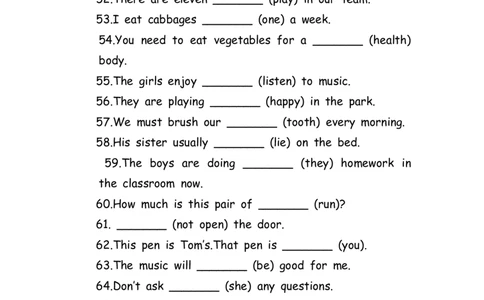 No.192适当形式填空100题⑧_初中英语语法_最全初中英语语法习题_No.192适当形式填空100题⑧