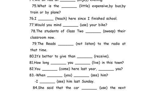 No.192适当形式填空100题⑧_初中英语语法_最全初中英语语法习题_No.192适当形式填空100题⑧