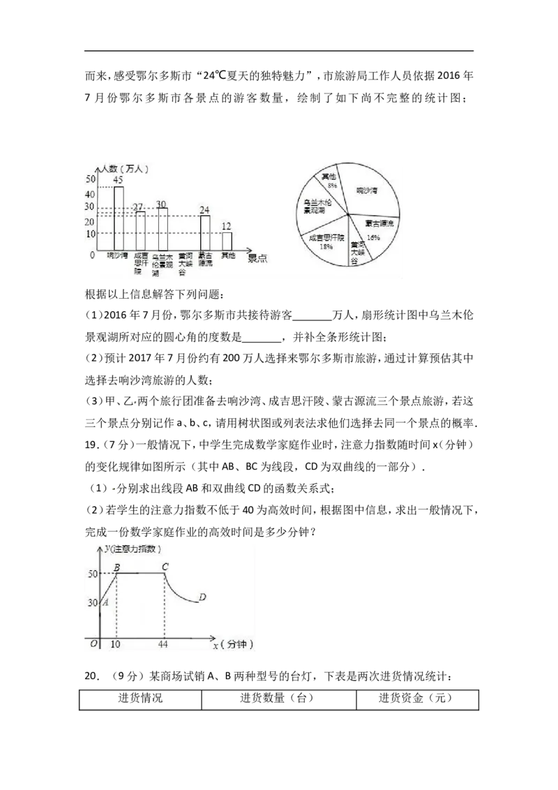 2017年内蒙古鄂尔多斯市中考数学试卷含答案解析_中考真题_2.数学中考真题2015-2024年_2017年全国中考数学160份