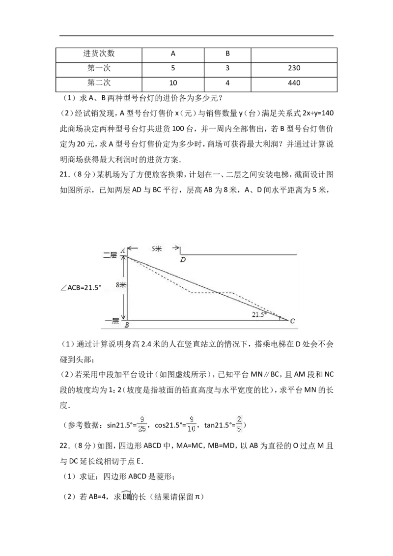 2017年内蒙古鄂尔多斯市中考数学试卷含答案解析_中考真题_2.数学中考真题2015-2024年_2017年全国中考数学160份