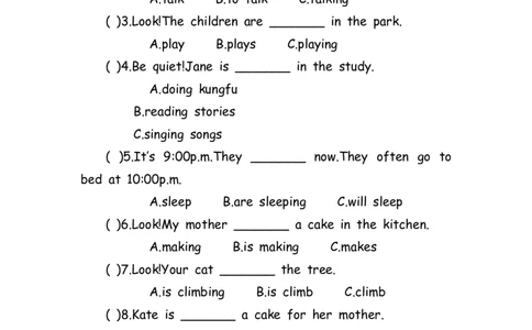 No.169现在进行时练习题①_初中英语语法_最全初中英语语法习题_No.169现在进行时练习题①