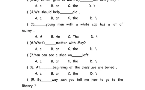 No.25冠词练习题_初中英语语法_最全初中英语语法习题_No.25冠词练习题