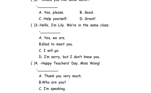 No.134情景交际专项练习题①_初中英语语法_最全初中英语语法习题_No.134情景交际专项练习题①