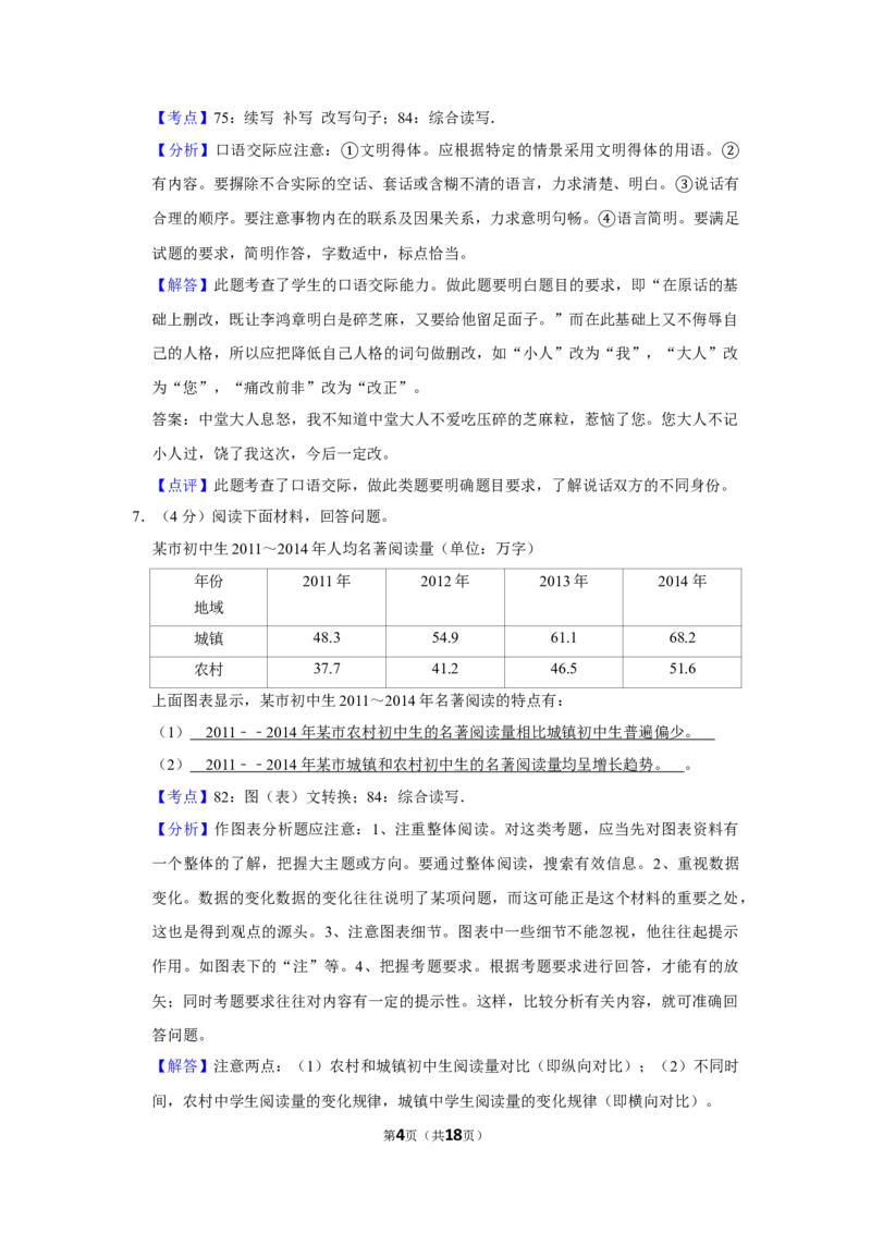 2015年湖南省株洲市中考语文试卷（教师版）_中考真题_1.语文中考真题2015-2024年_地区卷_湖南省_湖南株洲卷中考语文07-22