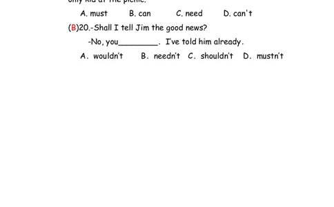 No.80情态动词练习题②答案解析_初中英语语法_最全初中英语语法习题_No.80情态动词练习题②