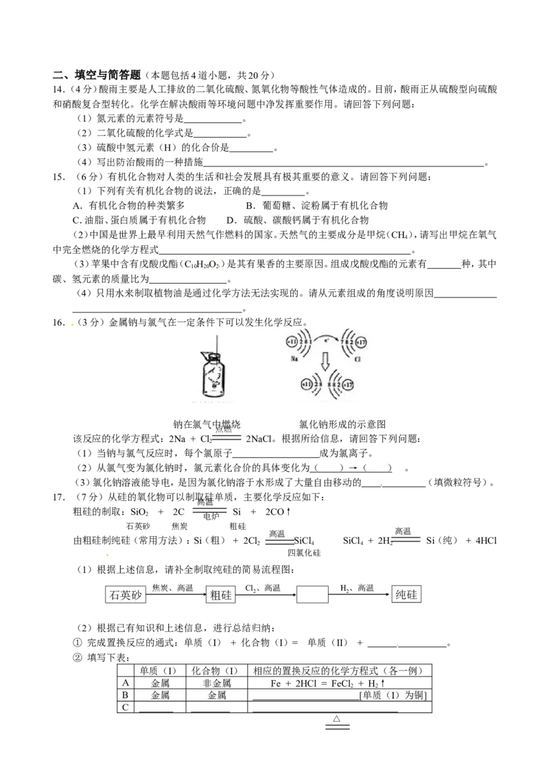 2015年辽宁省沈阳市中考化学试题及答案_中考真题_5.化学中考真题2015-2024年_地区卷_辽宁化学_辽宁化学_沈阳化学08-22