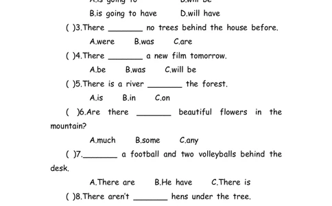 No.168therebe句型_初中英语语法_最全初中英语语法习题_No.168therebe句型练习题