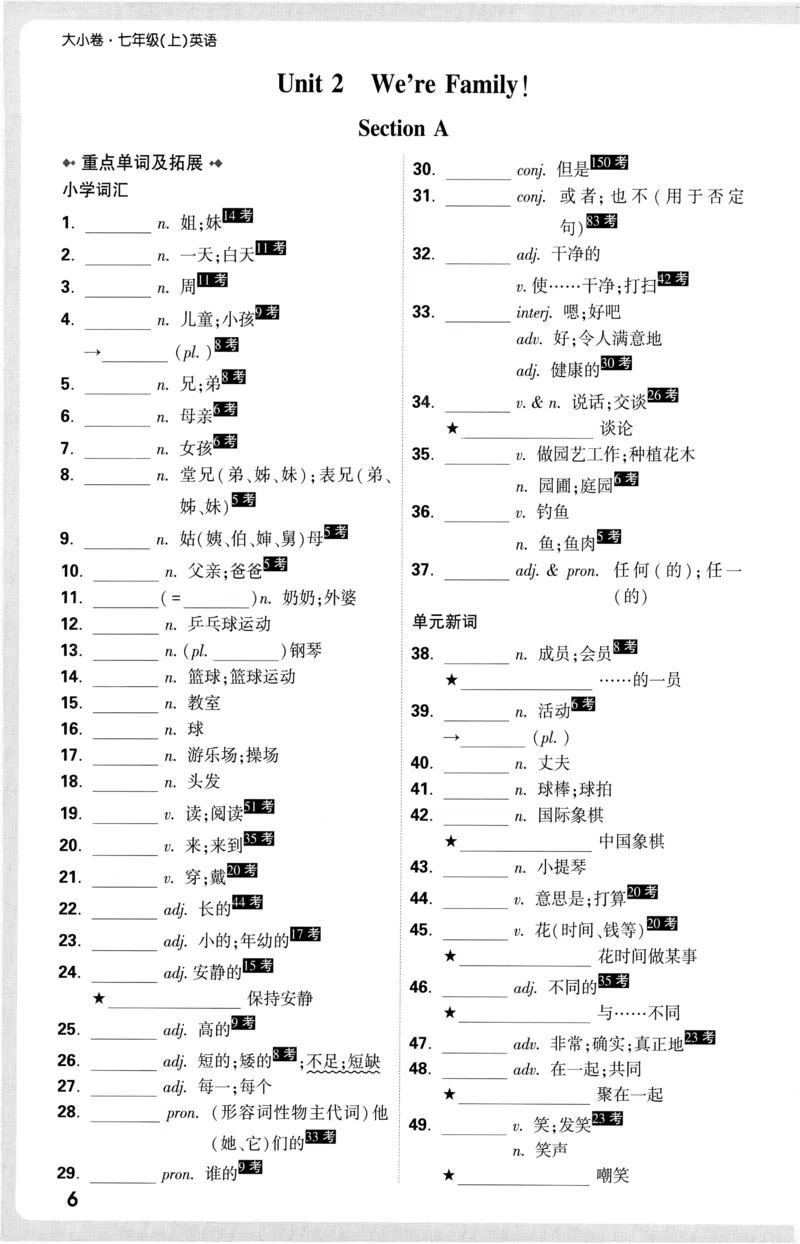 2026《万唯大小卷&bull;英语》7上教材词句默写(RJ)_2026万唯系列预习复习_2026版初中《万唯大小卷》7年级上册（全科多版本）_2026《万唯大小卷&bull;英语》7上(RJ)