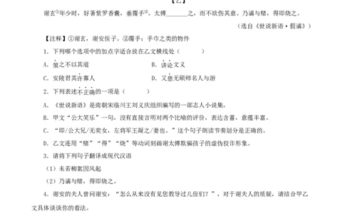 专题02咏雪（解析版）（全国通用）_120中考语文全套复习_中考语文复习总复习_专项复习资料_完备战2024年中考语文之文言文讲义练习（全国通用）_答案解析版