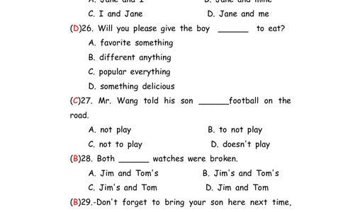 No.143综合训练选择题①答案解析_初中英语语法_最全初中英语语法习题_No.143综合训练选择题①