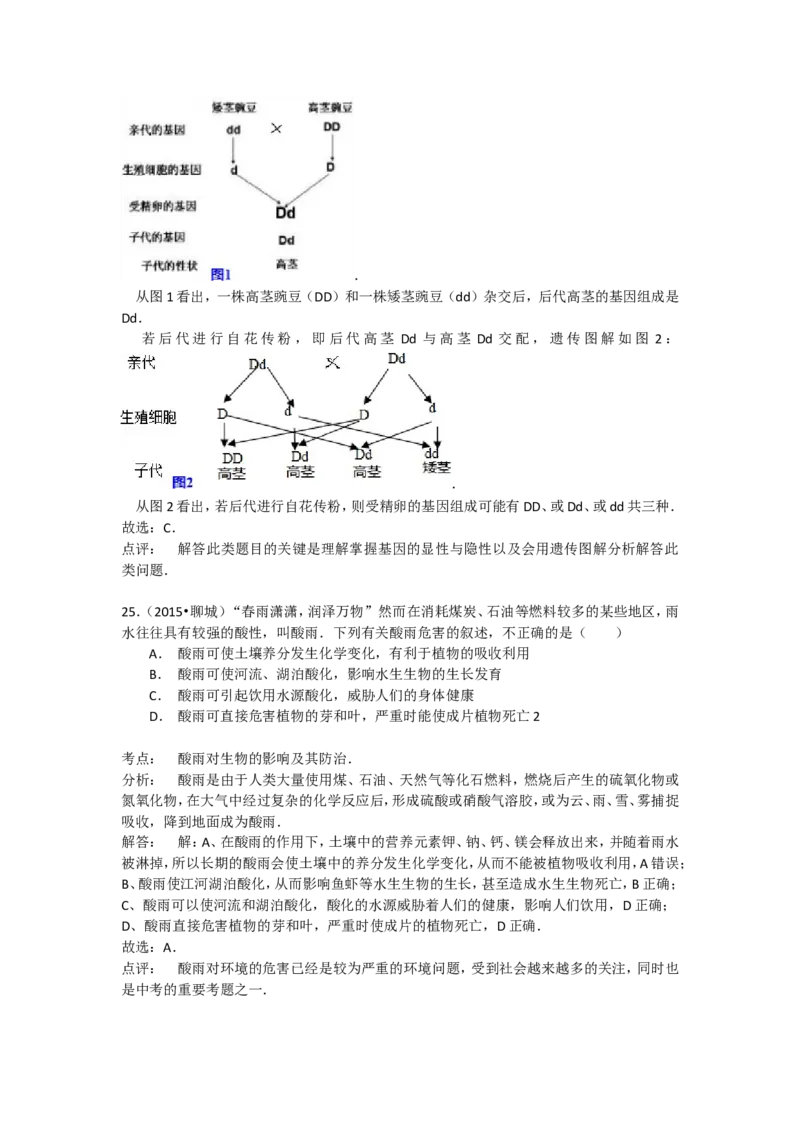 2015年聊城市中考生物试卷及答案_中考真题_8.生物中考真题2015-2024年_地区卷_山东省_山东聊城生物10-22