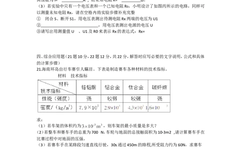 2015年海南中考物理试题及答案_中考真题_4.物理中考真题2015-2024年_地区卷_海南中考物理08-21