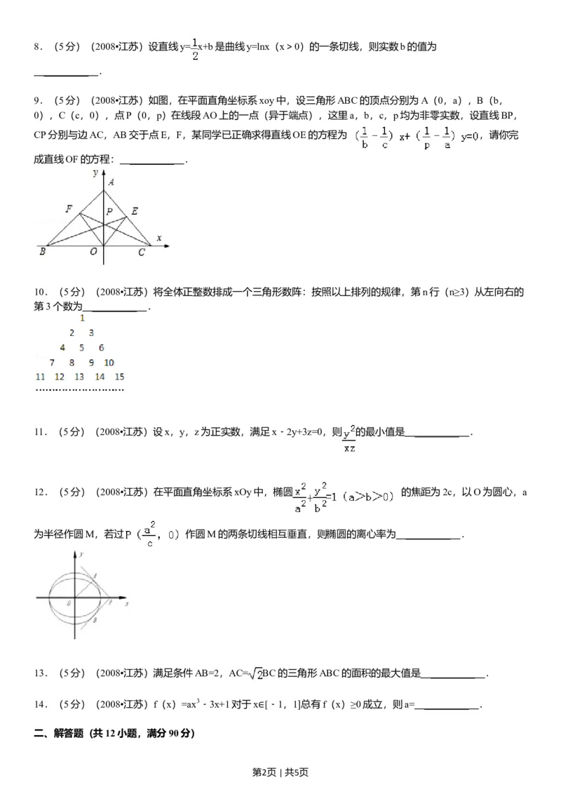 2008年高考数学试卷（江苏）（空白卷）_1.高考2025全国各省真题+答案_01.2008-2024全国高考真题（按省份分类）_10.江苏_2008-2024&middot;（江苏）数学高考真题