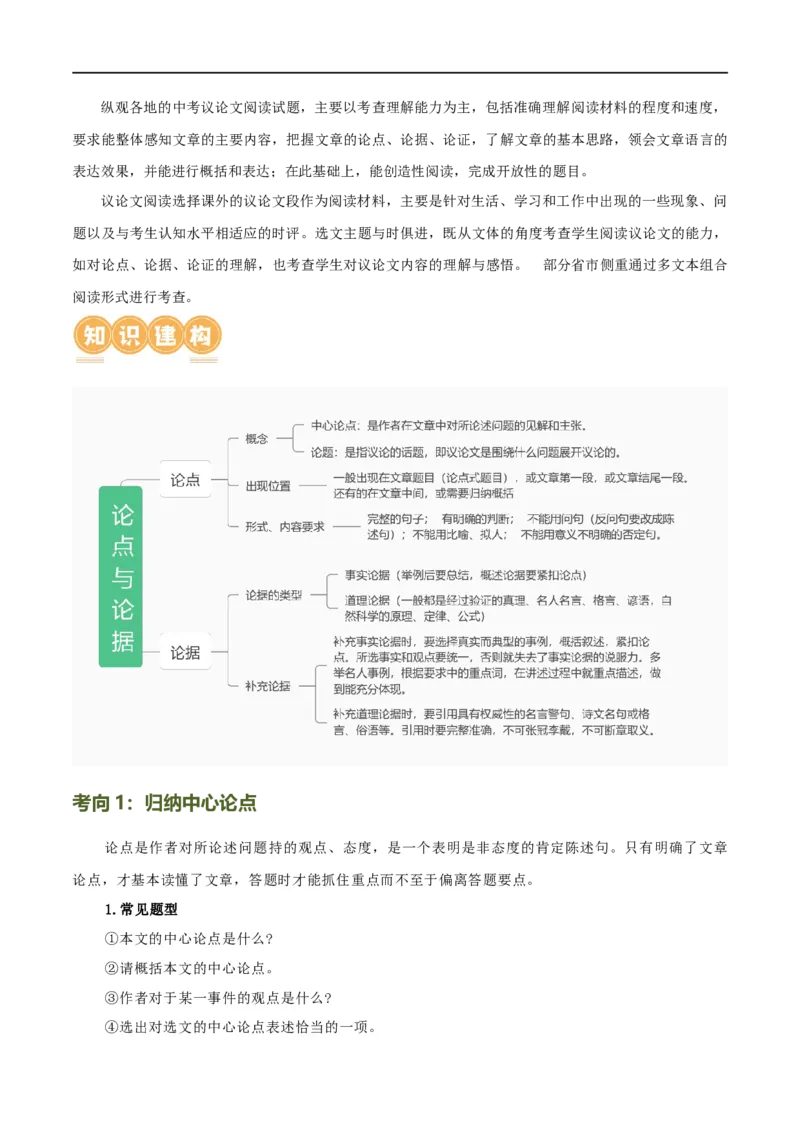 第29讲论点与论据（讲义）（解析版）_120中考语文全套复习_中考语文复习总复习_一轮复习资料_完2024年中考语文一轮复习课件+讲义+练习（全国通用）_配套讲义（原卷版+解析版）