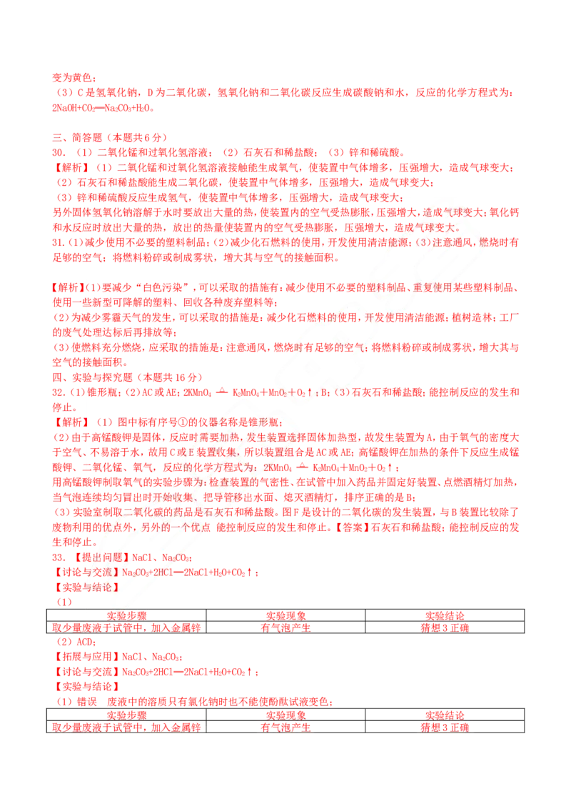 2018年湖南省衡阳市中考化学真题及答案_中考真题_5.化学中考真题2015-2024年_地区卷_湖南省_衡阳化学16-22