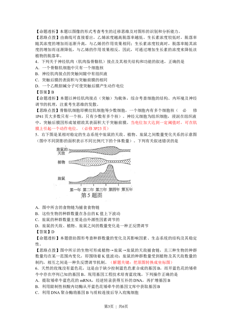 2012年高考生物试卷（浙江）（解析卷）_1.高考2025全国各省真题+答案_01.2008-2024全国高考真题（按省份分类）_22.浙江_2008-2024&middot;（浙江）生物高考真题