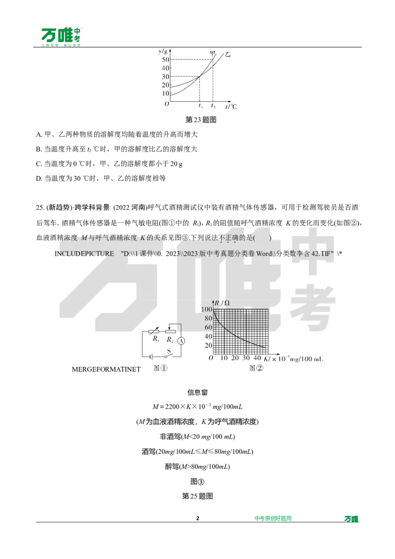中考精选1000题真题分类16期趋势题推荐&mdash;跨学科、开放性试题202426doc_2026万唯系列预习复习_备战2025中考真题1000题精选分类1-20期