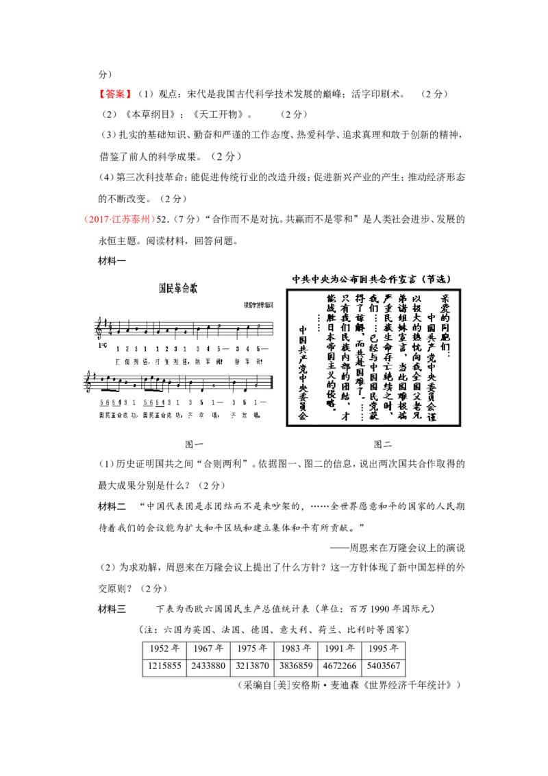 2017年江苏省泰州市中考历史试题及参考答案_中考真题_6.历史中考真题2015-2024年_地区卷_江苏省_泰州中考历史08-21