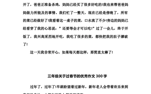 小学三年级下册-部编版语文关于过春节的优秀作文300字_三年级上下册资料_小学三年级学习资料-25年更新版_3-02、小学三年级语文下册_3-2-1、学习资料、复习、知识点、归纳汇总_作文专项