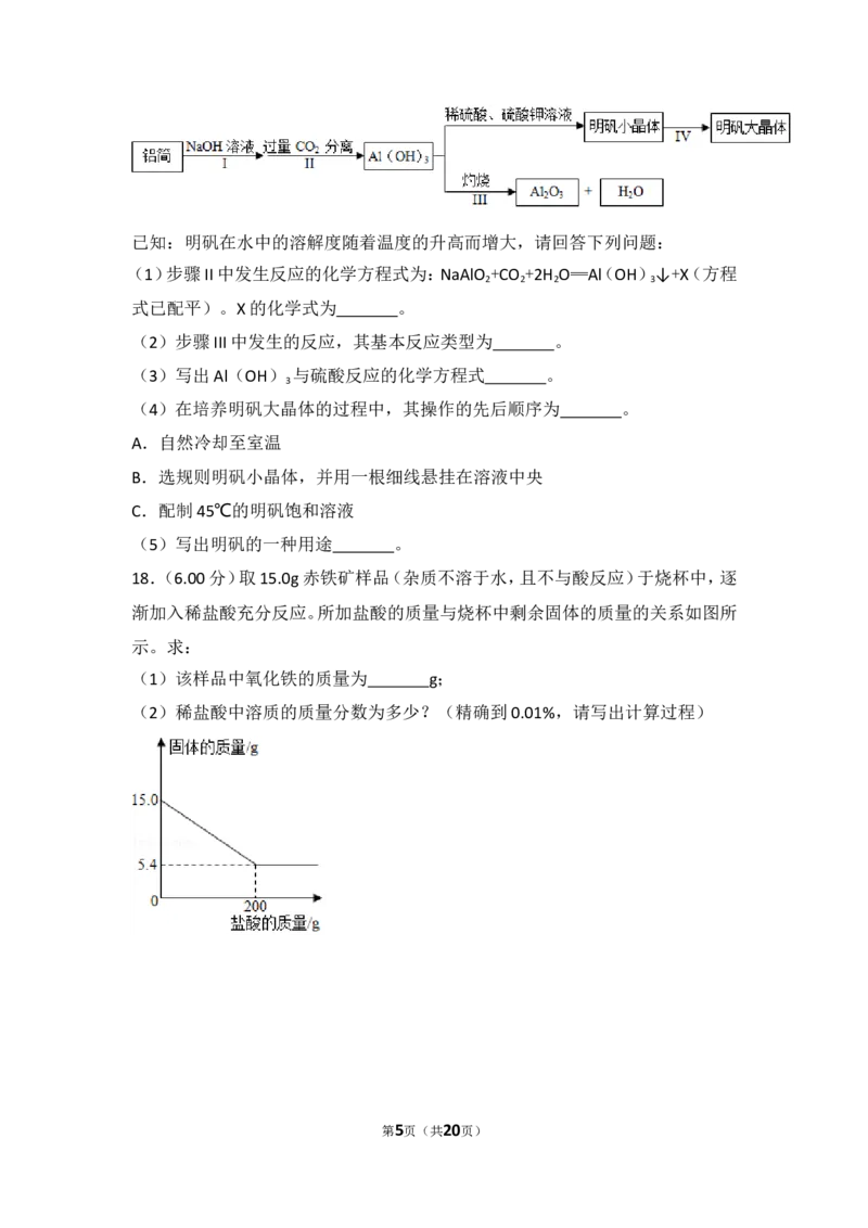 2018年湖北省黄石市中考化学试卷（含解析版）_中考真题_5.化学中考真题2015-2024年_地区卷_湖北省_湖北黄石化学12-22