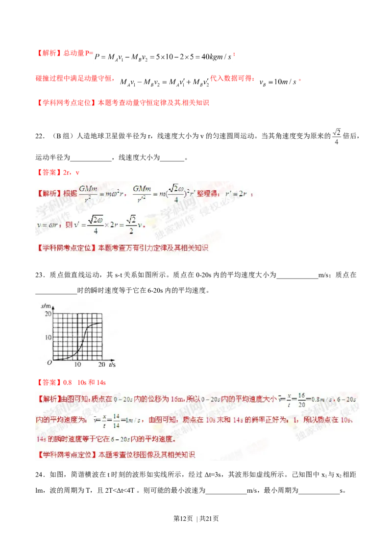 2012年高考物理试卷（上海）（解析卷）_1.高考2025全国各省真题+答案_01.2008-2024全国高考真题（按省份分类）_31.上海_2008-2024&middot;（上海）物理高考真题