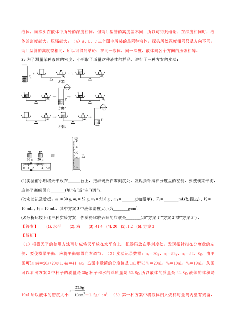 2018年中考物理解析_中考真题_4.物理中考真题2015-2024年_地区卷_湖南省_湖南衡阳物理18-22