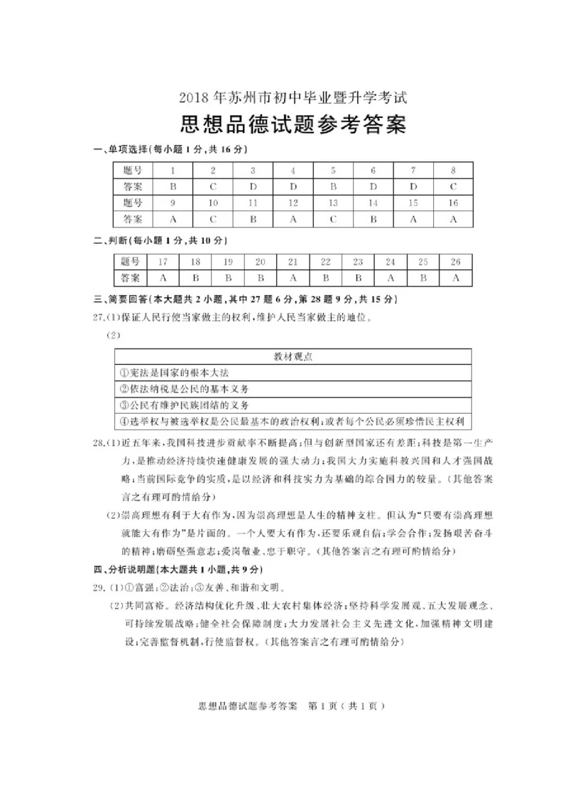 2018年江苏省苏州市中考政治试题及答案_中考真题_7.政治中考真题2015-2024年_地区卷_江苏省_苏州思想品德08-22