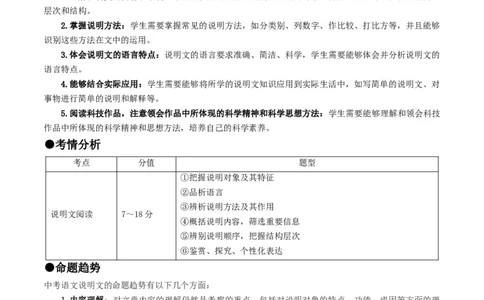 考点15说明文阅读（重难讲义）（原卷版）_120中考语文全套复习_中考语文复习总复习_一轮复习资料_完2024年中考语文一轮复习讲义练习（全国通用）_第二部分：帮阅读