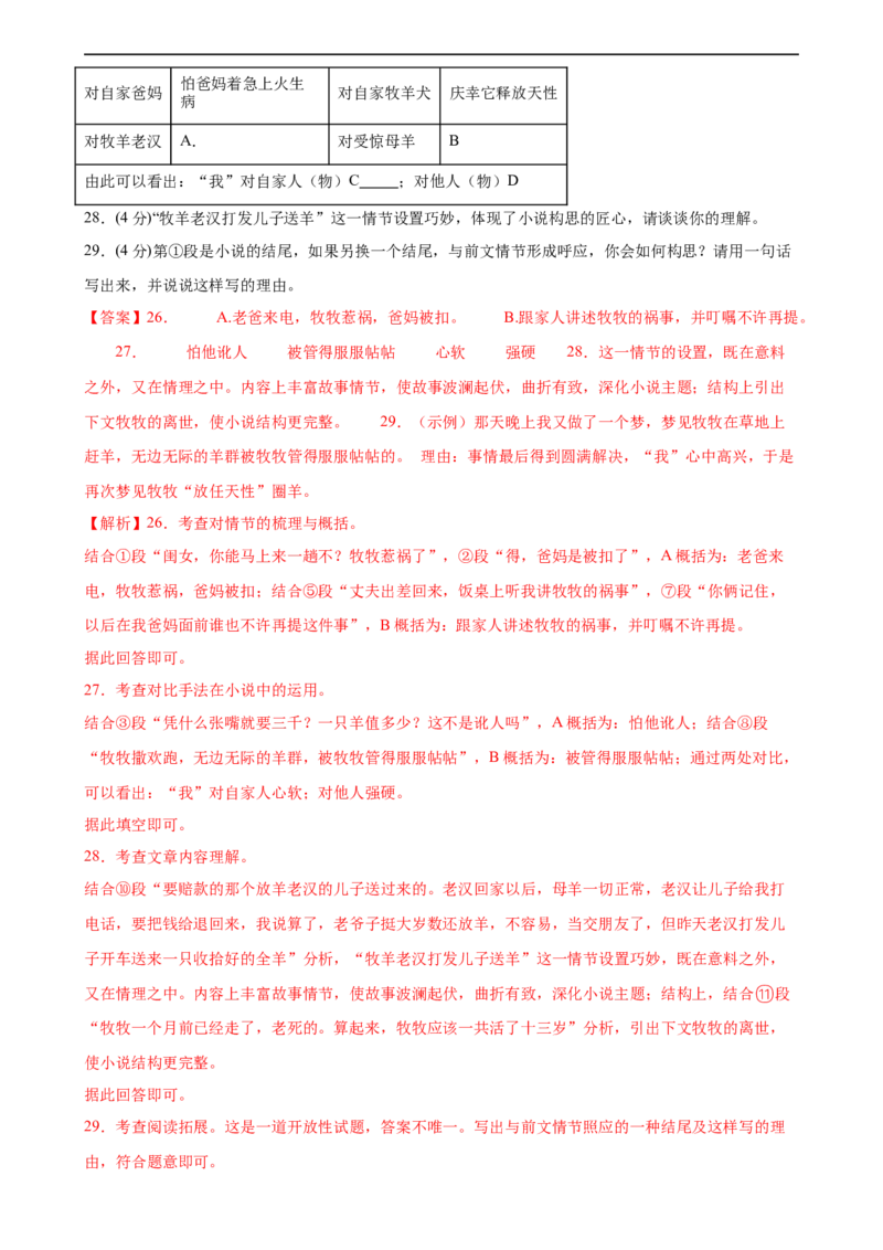 第22讲小说的情节与结构（练习）（全国通用）（解析版）_120中考语文全套复习_中考语文复习总复习_一轮复习资料_完2024年中考语文一轮复习课件+讲义+练习（全国通用）