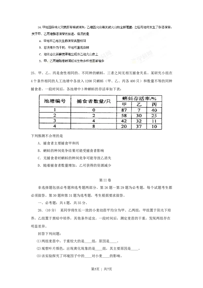 2013年高考生物试卷（海南）（空白卷）_1.高考2025全国各省真题+答案_01.2008-2024全国高考真题（按省份分类）_29.海南_2008-2024&middot;（海南）生物高考真题