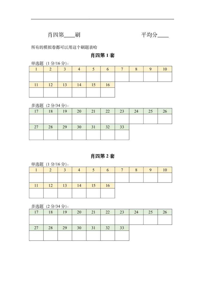 肖四刷题表_2026考公资料_（49）政治理论合集_政治理论合集_2025考研政治pdf（笔记）_肖秀荣考研政治_24肖秀荣_2024肖四浓缩背诵笔记_小谭_刷题表+答案速查表