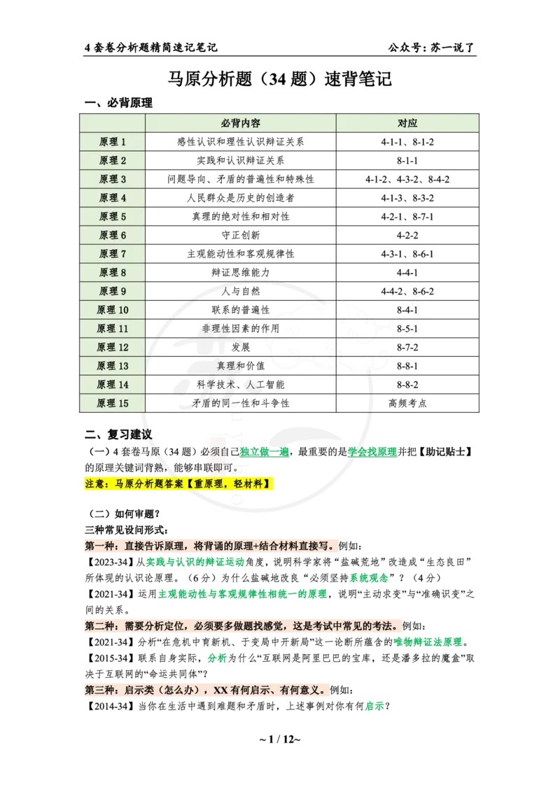 4套卷：34题（马原分析题）_2026考公资料_（49）政治理论合集_政治理论合集_2025考研政治pdf（笔记）_肖秀荣考研政治_24肖秀荣_2024肖四浓缩背诵笔记_苏一