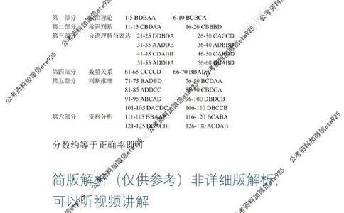 行测模拟卷第5套答案及简版解析&mdash;&mdash;文超教育_2026考公资料_（08）刘文超&威猛公考（阿里木江）_2025合集_最新2025年国考疯魔班刘文超&威猛公考⭐⭐⭐_讲义_行测模拟卷答案