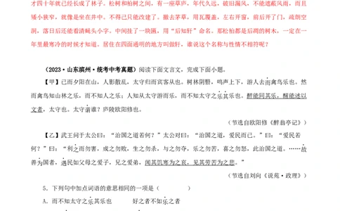 专题31醉翁亭记（解析版）（全国通用）_120中考语文全套复习_中考语文复习总复习_专项复习资料_完备战2024年中考语文之文言文讲义练习（全国通用）_答案解析版