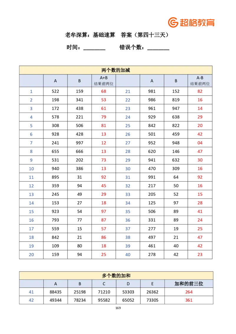 老牟深算之速算大练兵课程基础速算解析合集_2026考公资料_（05）超格_2026牟立志老牟深算之速算大练兵题本+解析