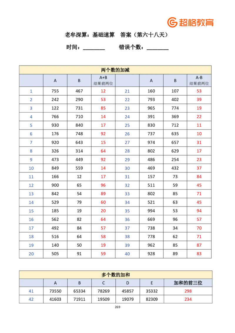 老牟深算之速算大练兵课程基础速算解析合集_2026考公资料_（05）超格_2026牟立志老牟深算之速算大练兵题本+解析