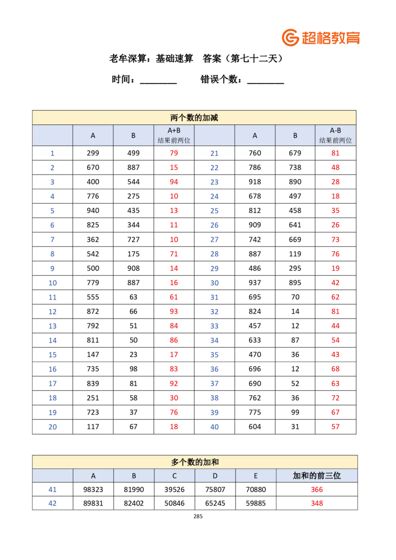 老牟深算之速算大练兵课程基础速算解析合集_2026考公资料_（05）超格_2026牟立志老牟深算之速算大练兵题本+解析