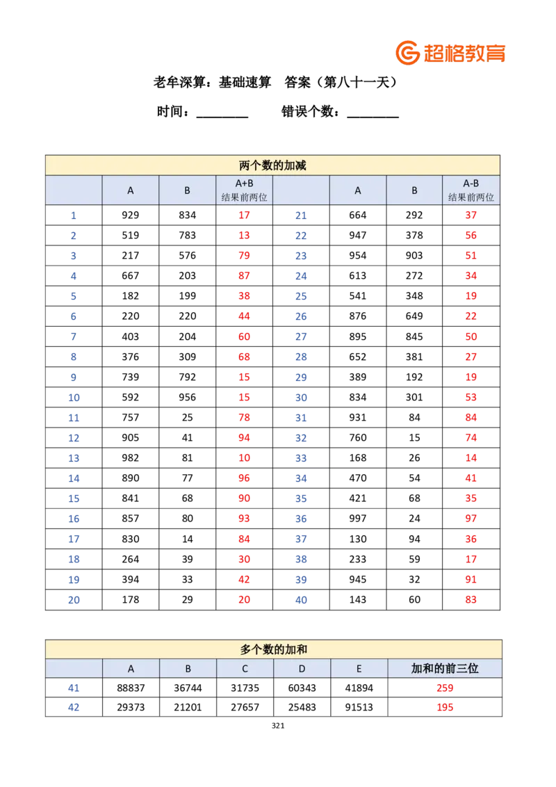 老牟深算之速算大练兵课程基础速算解析合集_2026考公资料_（05）超格_2026牟立志老牟深算之速算大练兵题本+解析