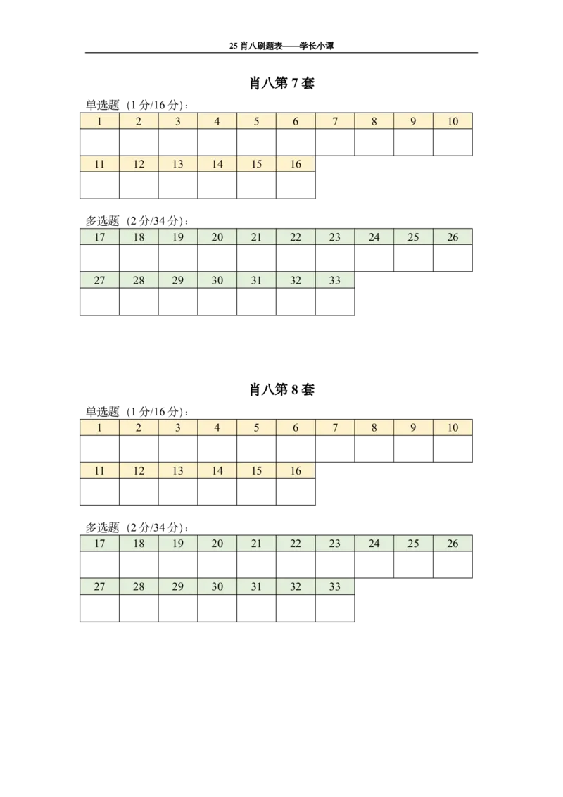 肖八刷题表_2026考公资料_（49）政治理论合集_政治理论合集_2025考研政治pdf（笔记）_00.肖八笔记合集_06.小谭《肖八》干货合集_1.刷题表+答案速查表